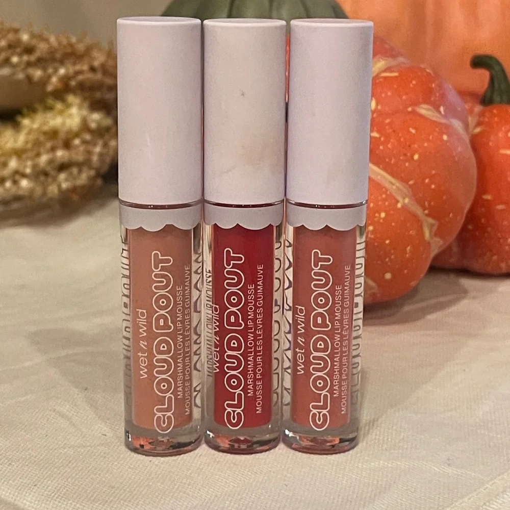 Wet n Wild Cloud Pout Marshmallow Lip Mousse Color Lipstick Bundle Lot of 3